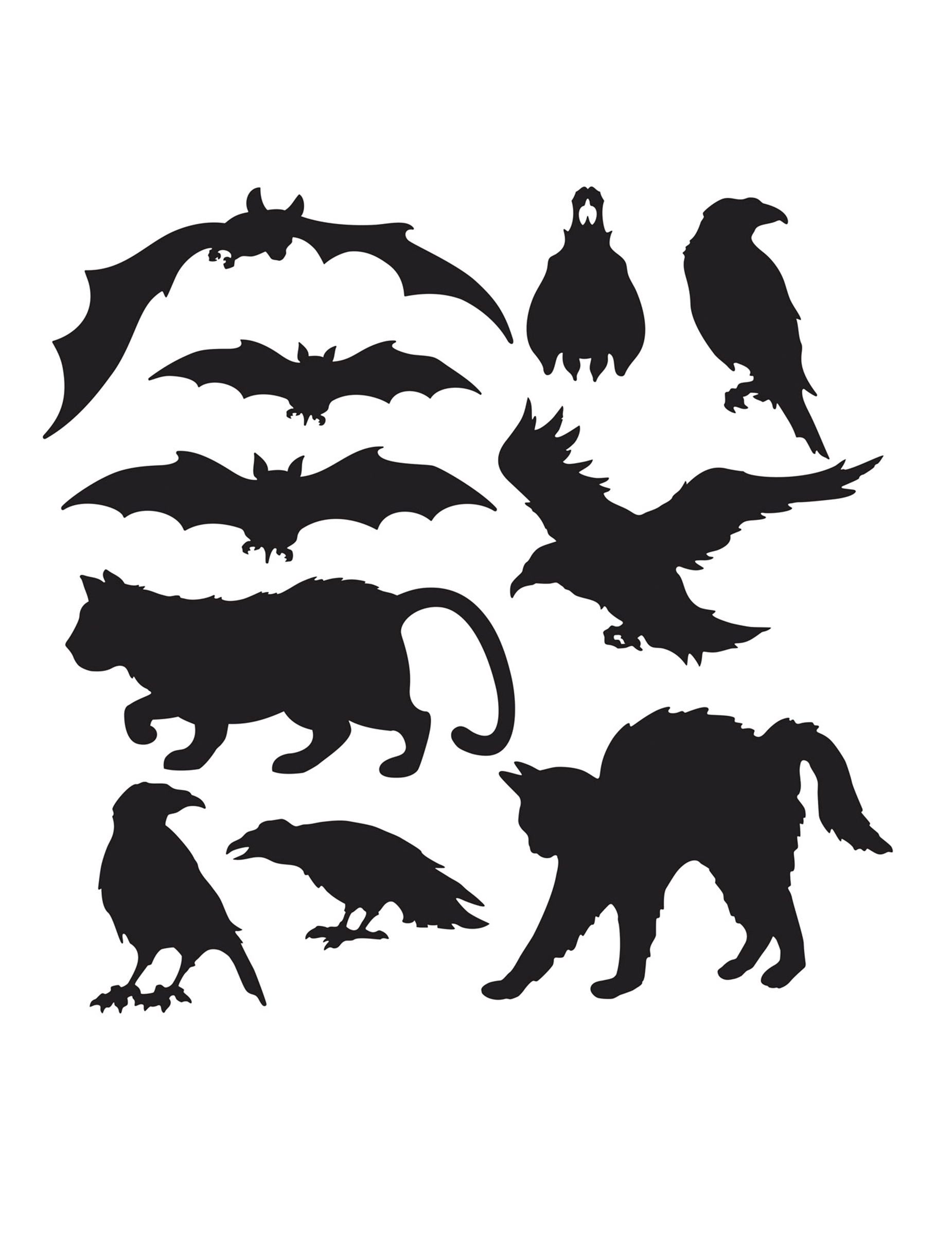Halloween-Cutouts Gruseltiere 10 Stück schwarz