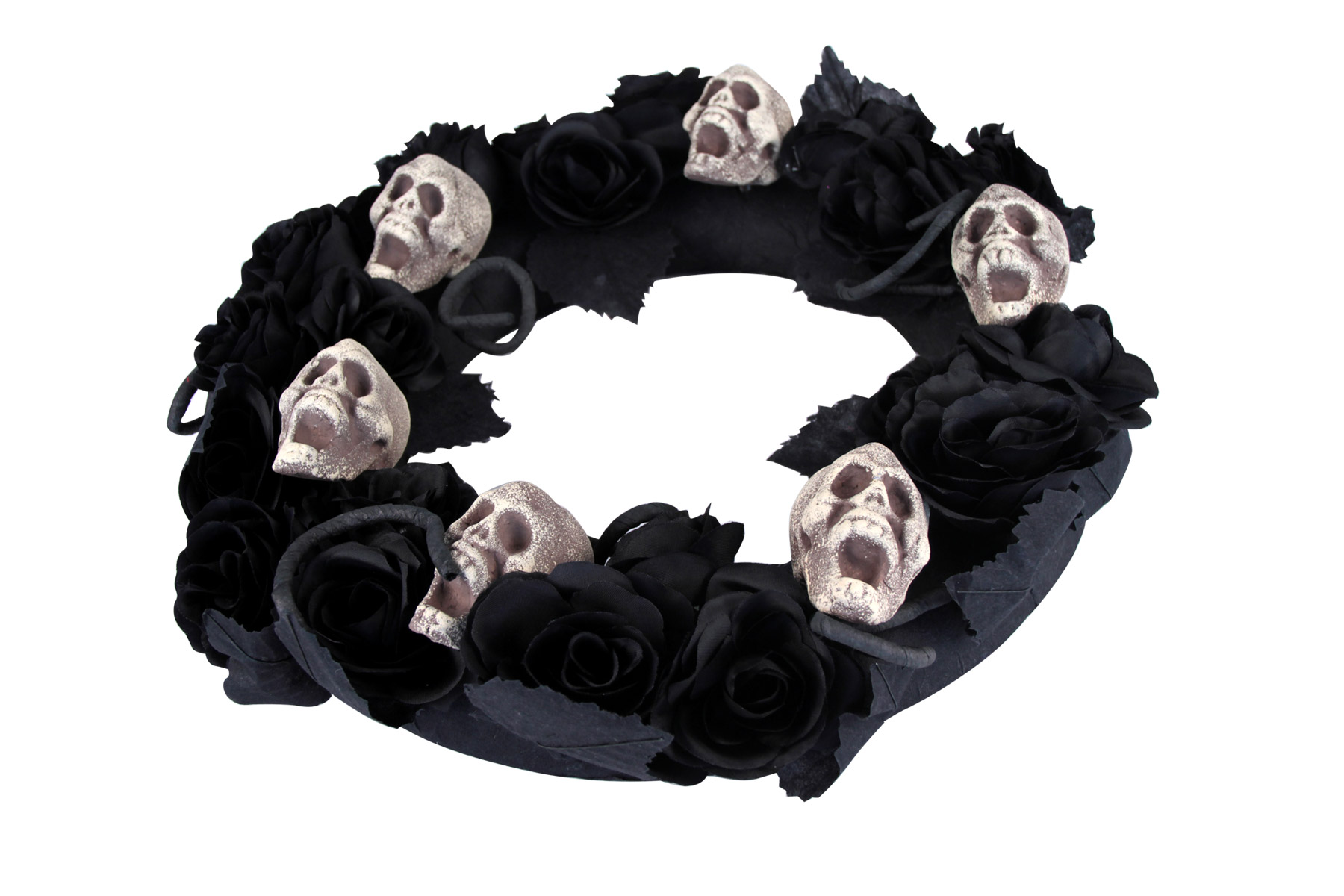Trauerkranz mit Totenschädeln Halloween-Deko schwarz-beige 38cm