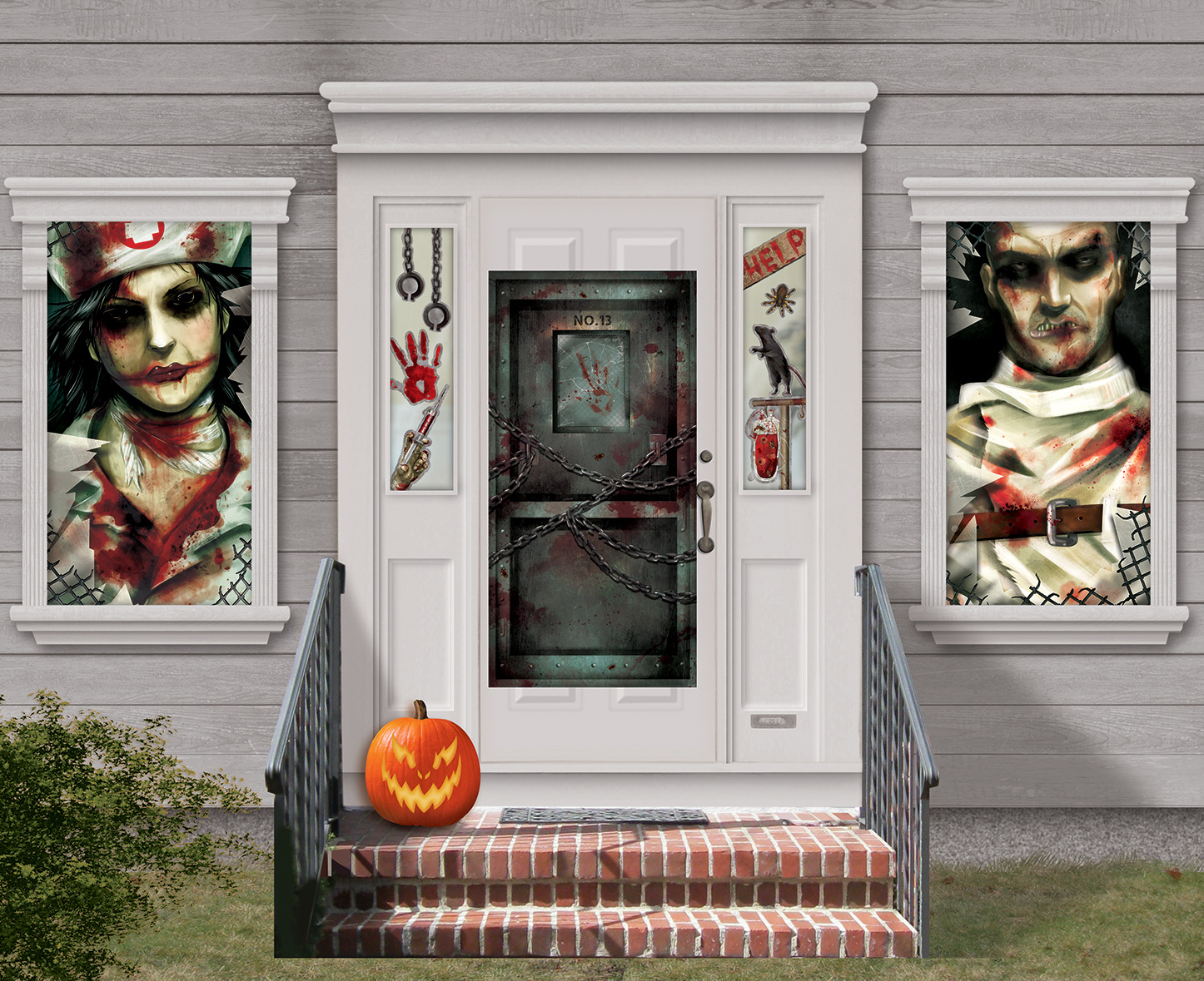 Blutige Zombies Halloween Mega Deko-Poster-Set bunt 33-teilig