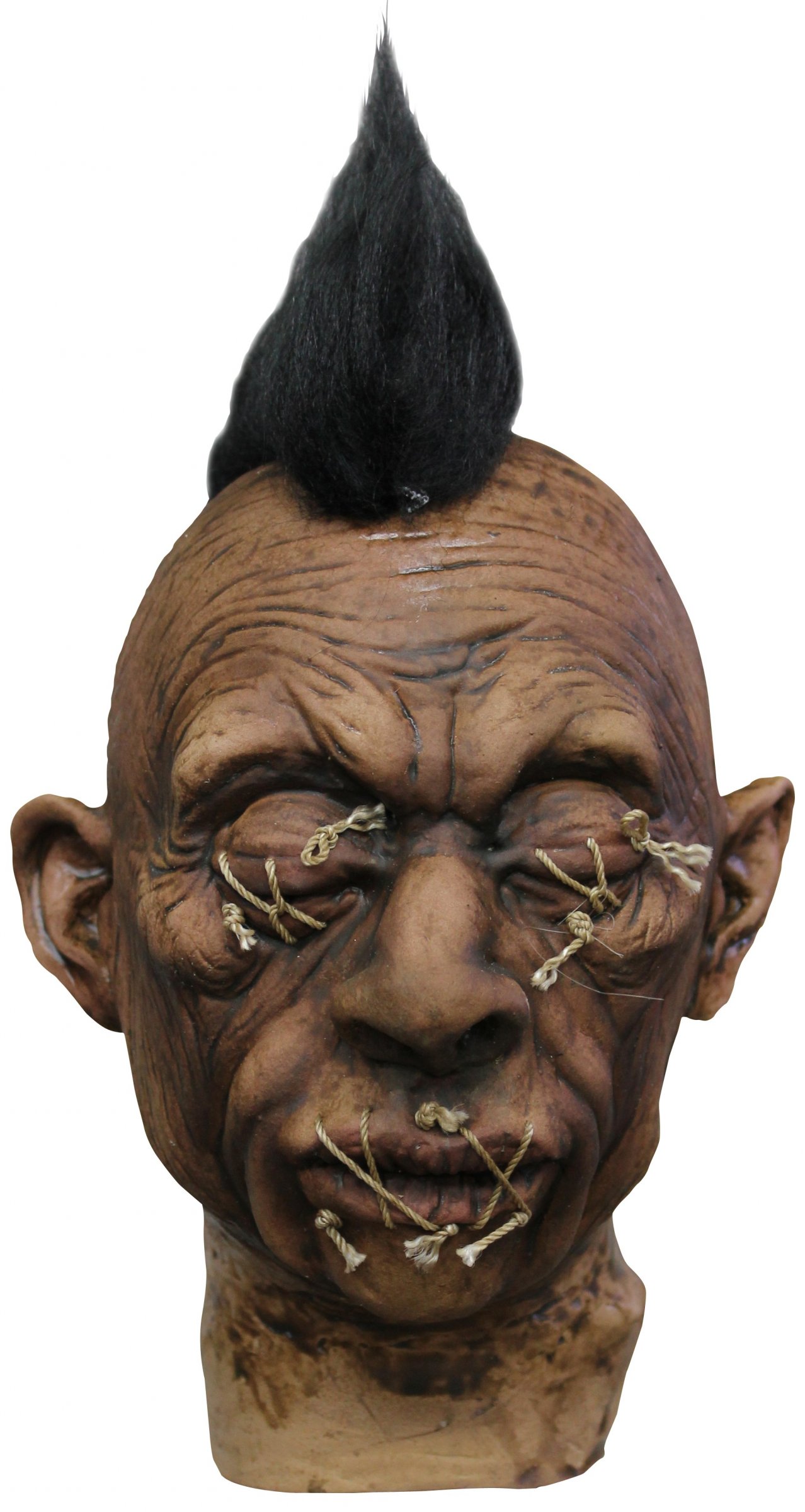 Voodoo Halloween Dekoration Kopf mit Haaren braun