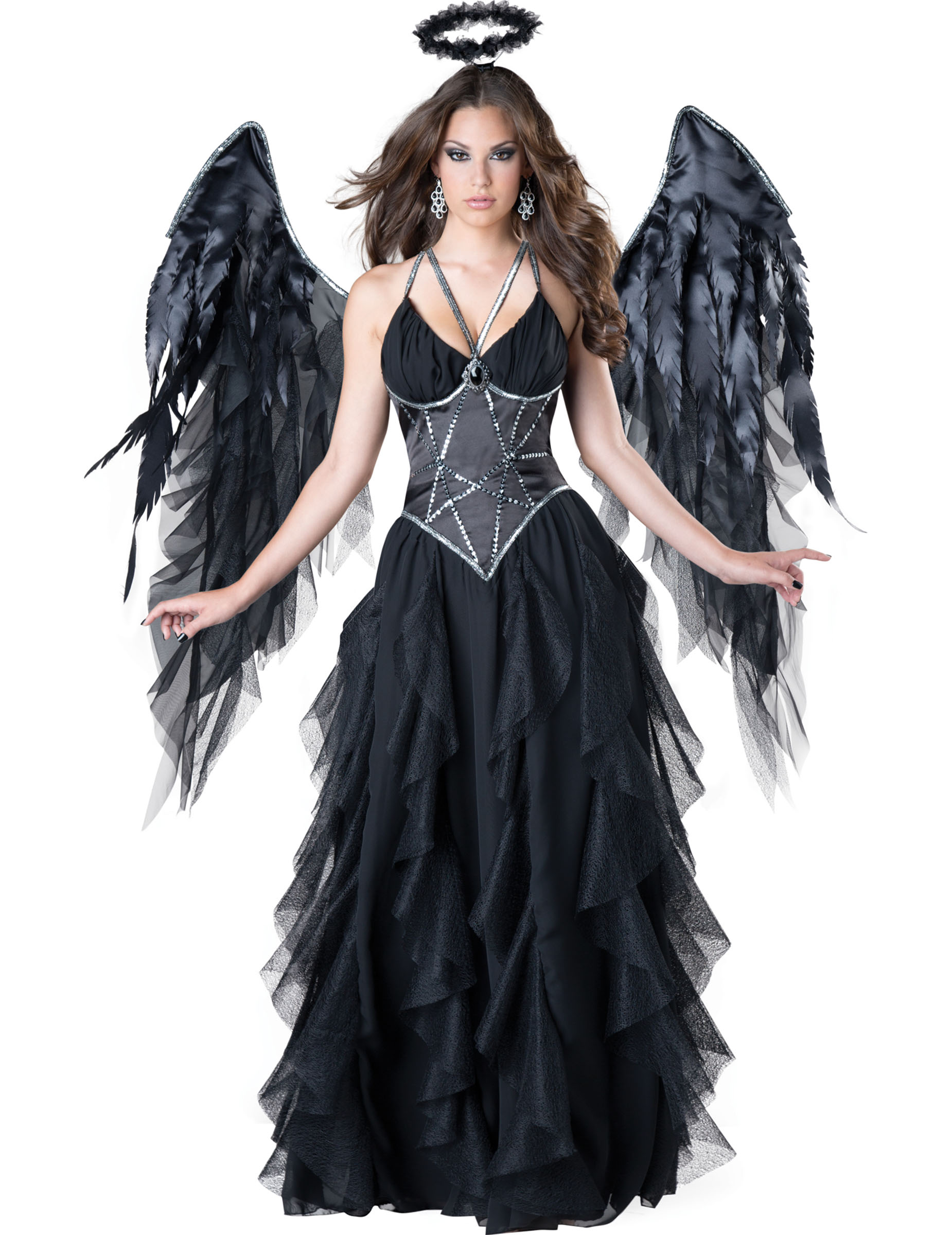 Hochwertiges Schwarzer Engel Kostüm