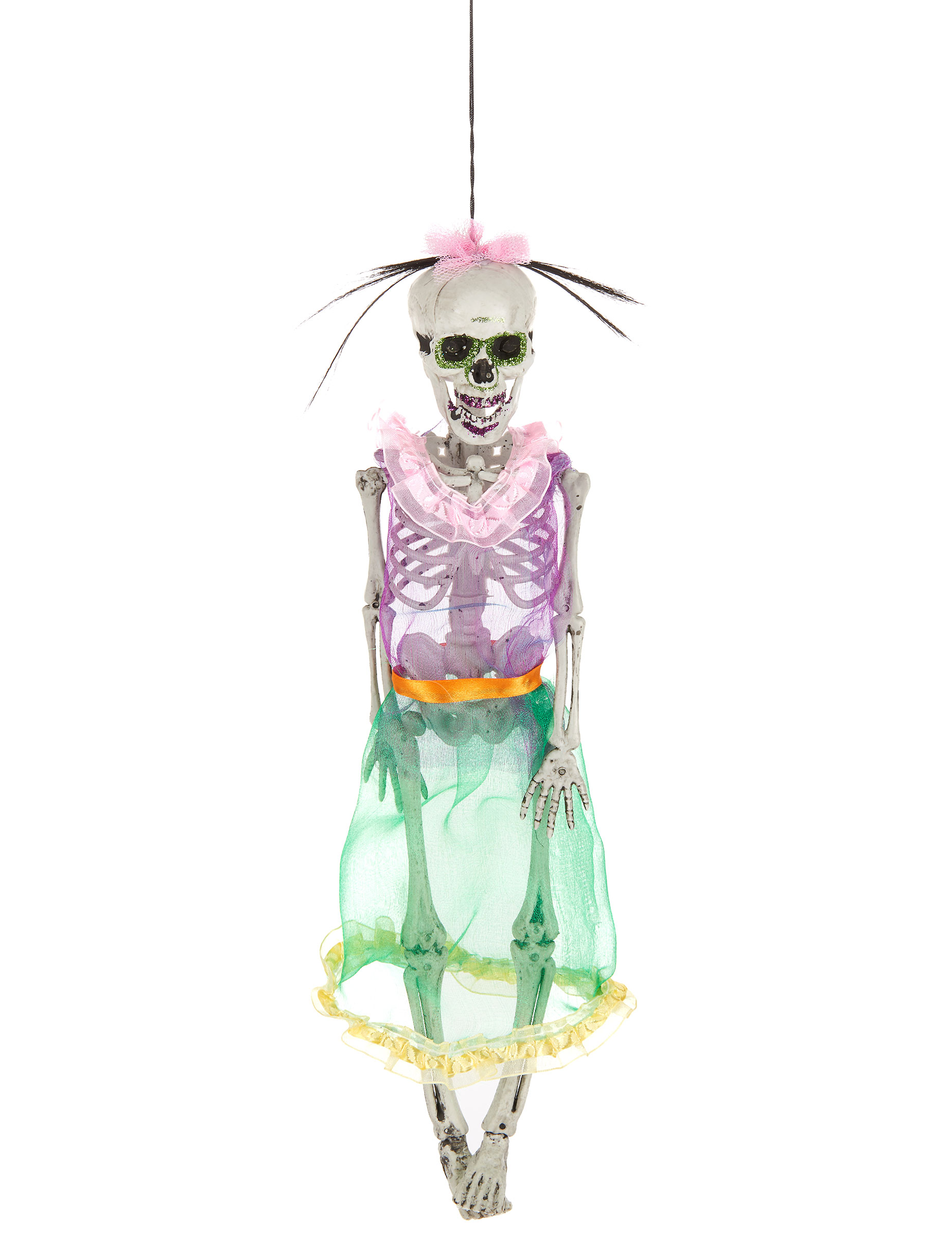 Mexikanisches Skelett Tag der Toten Dekopuppe weiss-bunt 40cm