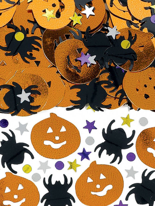 Gruseliges Konfetti Kürbisse und Spinnen Halloween Tischdeko bunt 14g