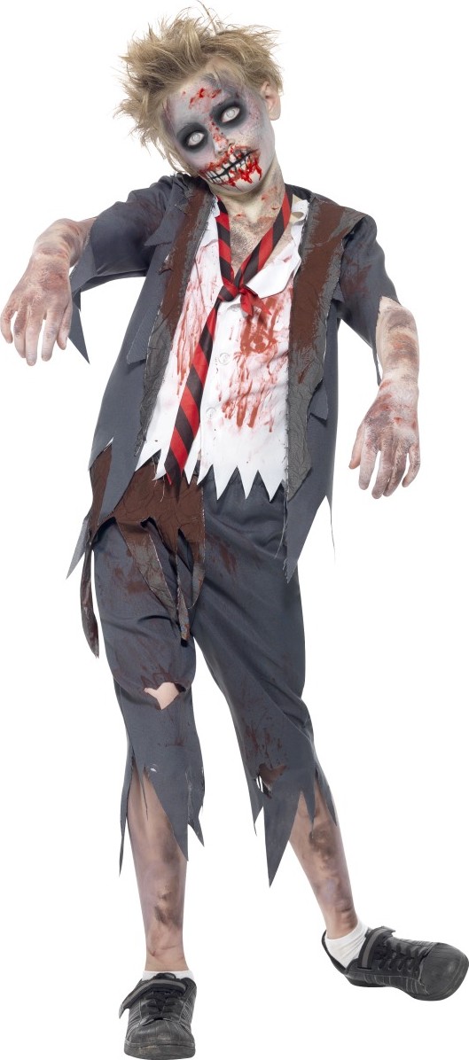 Zombie Schuljunge Halloween Kinderkostüm grau-weiss