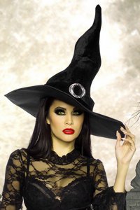 Schwarzer Hexen Hut mit Schnalle - perfekt zu Ihrem Halloween Kostüm