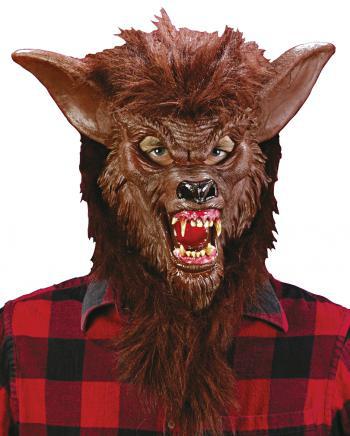 Braune Werwolfmaske mit Acryl Zähnen