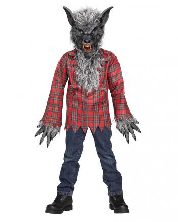 Graues Werwolf Kinderkostüm mit Maske L