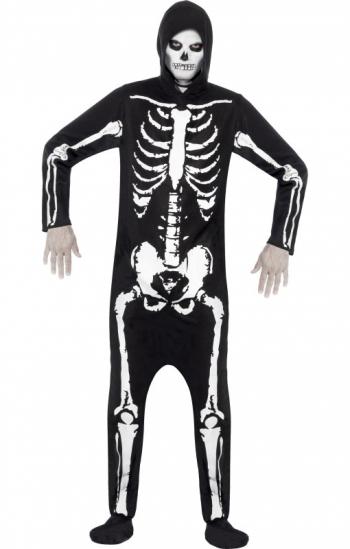 Skelett Kostüm mit Kapuze