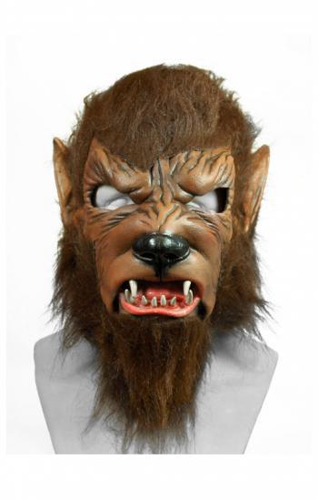 Braune Werwolf Maske mit Kunstfell