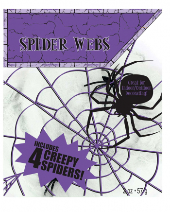 Horror Deko Spinnennetz mit 4 Spinnen