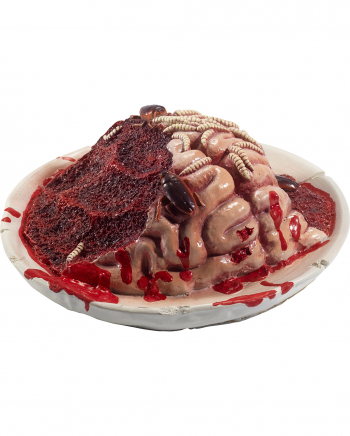 Blutiges Gehirn mit Maden