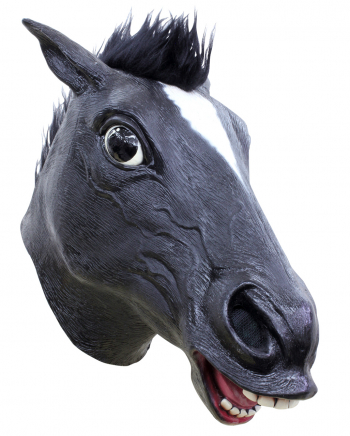 Latexmaske schwarzer Pferdekopf