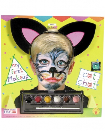 Kinder Katzen Make-Up Set mit Katzenohren
