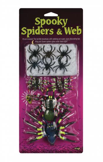 Grusel Spinnen mit Spinnweben 11-tlg.