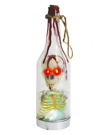 Skelett mit LED in Dekoflasche
