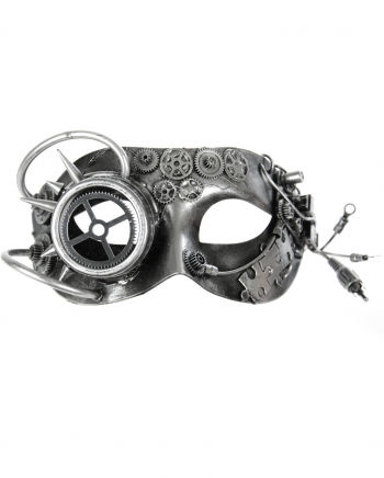 Silberne Steampunk Colombina Maske
