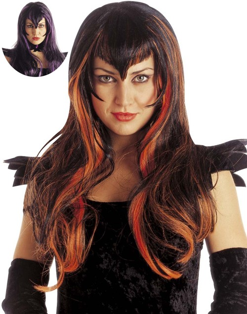Xenia Halloween Damenperücke -schwarz-lila